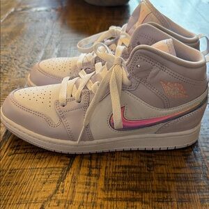 Nike Girls Air Jordan Mid SE Pink and White Sneakers